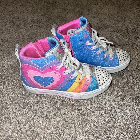 Skechers‎ S-Lights Twinkle Toes Twinkle Spark Heart Pop Girls Size 1 - Picture 1 of 7